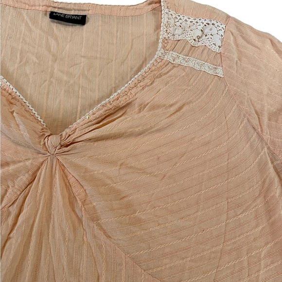 Lane Bryant Peach V-neck Crocheted Hem Top Size XL/XXL - Picture 9 of 16